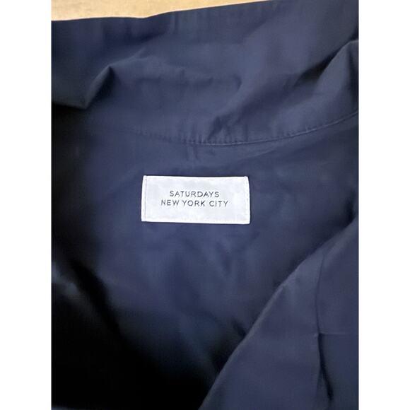 Saturdays New York NYC Navy Blue Short Sleeve Button Down Hanley XXL - Picture 3 of 4